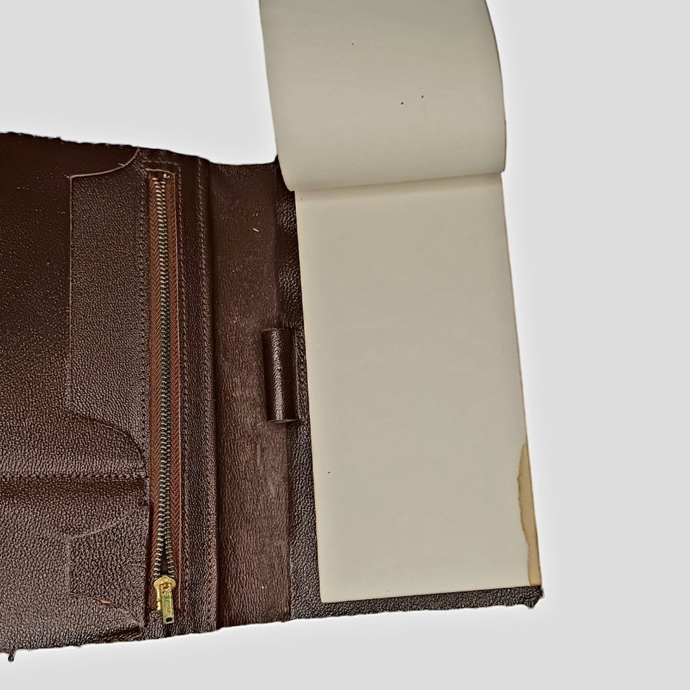 SOLD - Handtooled Leather Wallet Notepad Holder With Robinson Reminder Insert - Picture 5 of 7
